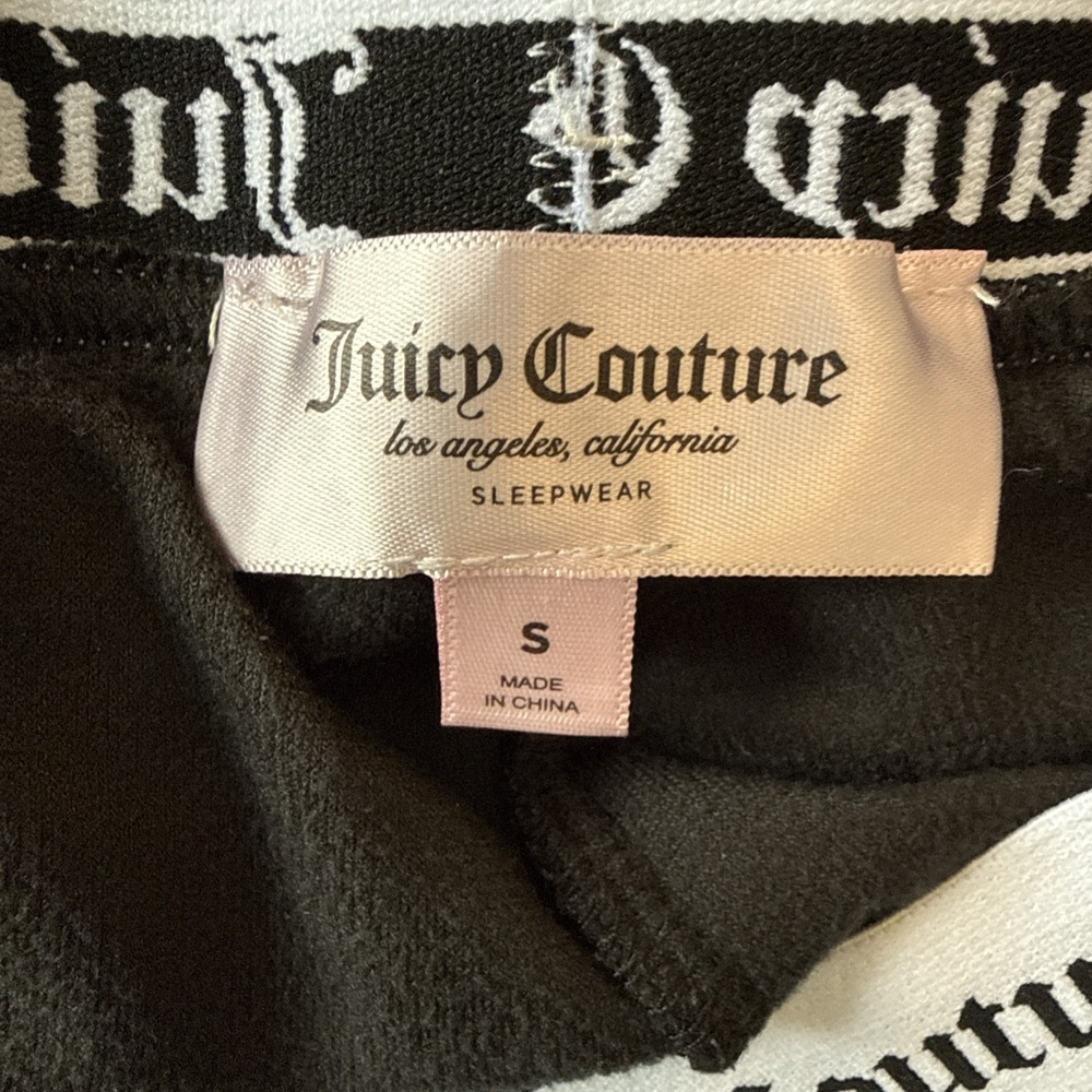 Juicy Couture Sleepwear‎ Booty Shorts Size S Velour Black Rhinestones Y2K Lounge - Picture 7 of 10